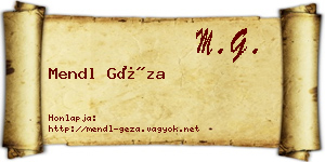 Mendl Géza névjegykártya